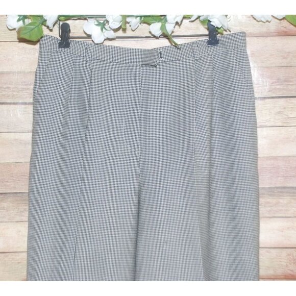 Vintage Woolmark Houndstooth Lined Pleated Wool Pants Women 16 RAFAELLA Career - Picture 2 of 11